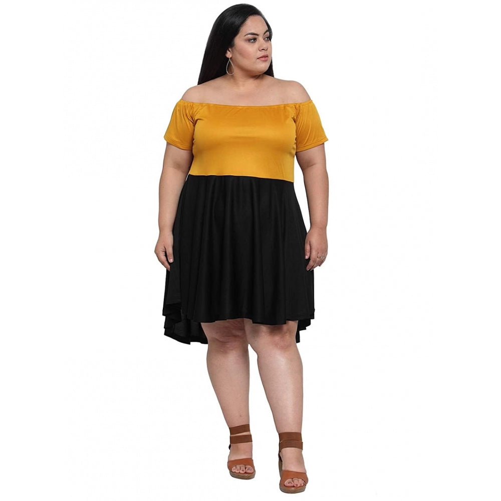 Amfyn Women's Hojri Solid Knee Length Fit and Flare Dress (Black)