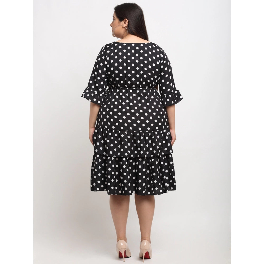 Amfyn Women's Crepe Printed Knee Length Fit and Flare Dress (Multi)