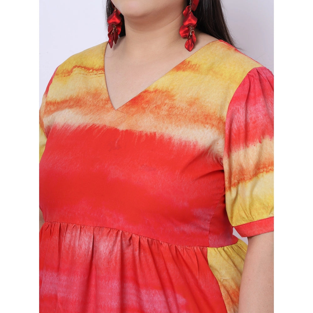 Amfyn Women's Crepe Printed Knee Length Fit and Flare Dress (Multicolor)