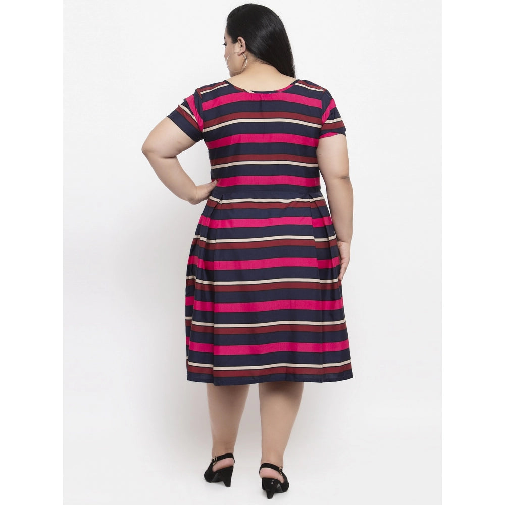 Amfyn Women's Crepe Solid Knee Length Fit and Flare Dress (Multi)