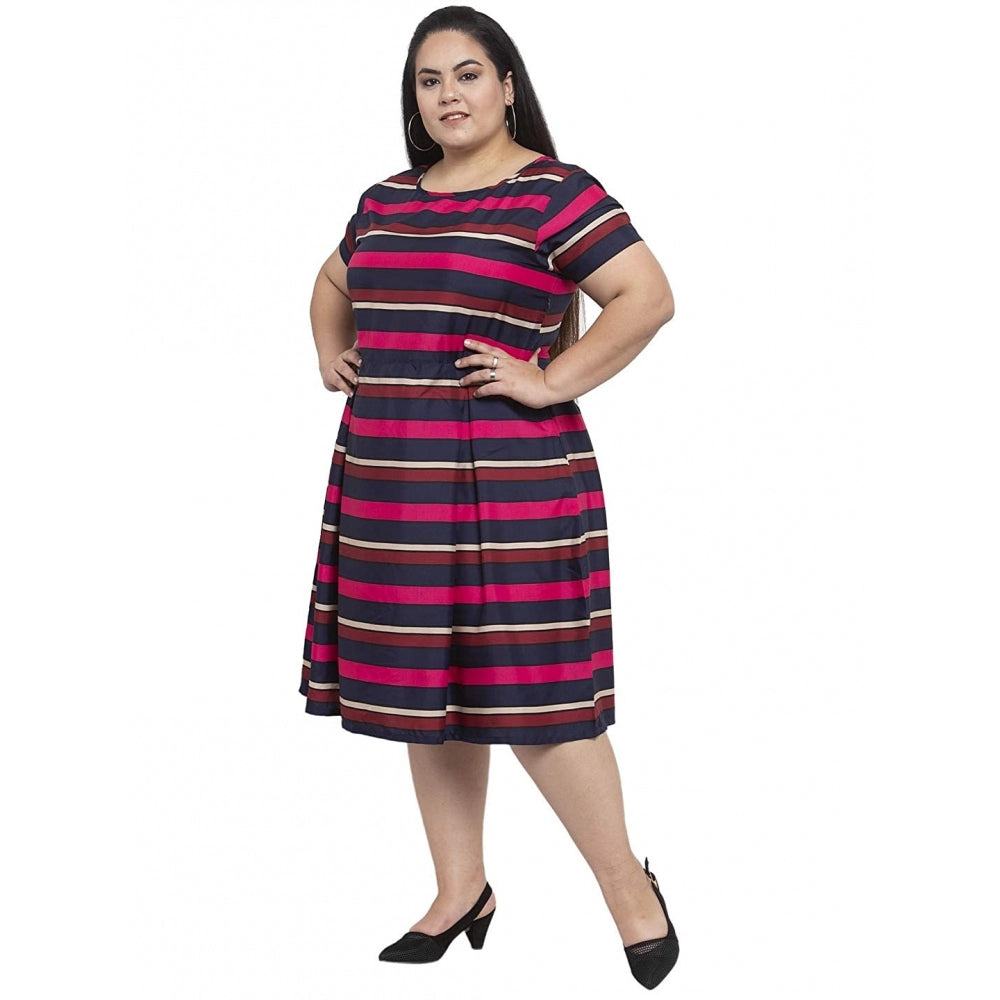 Amfyn Women's Crepe Solid Knee Length Fit and Flare Dress (Multi)