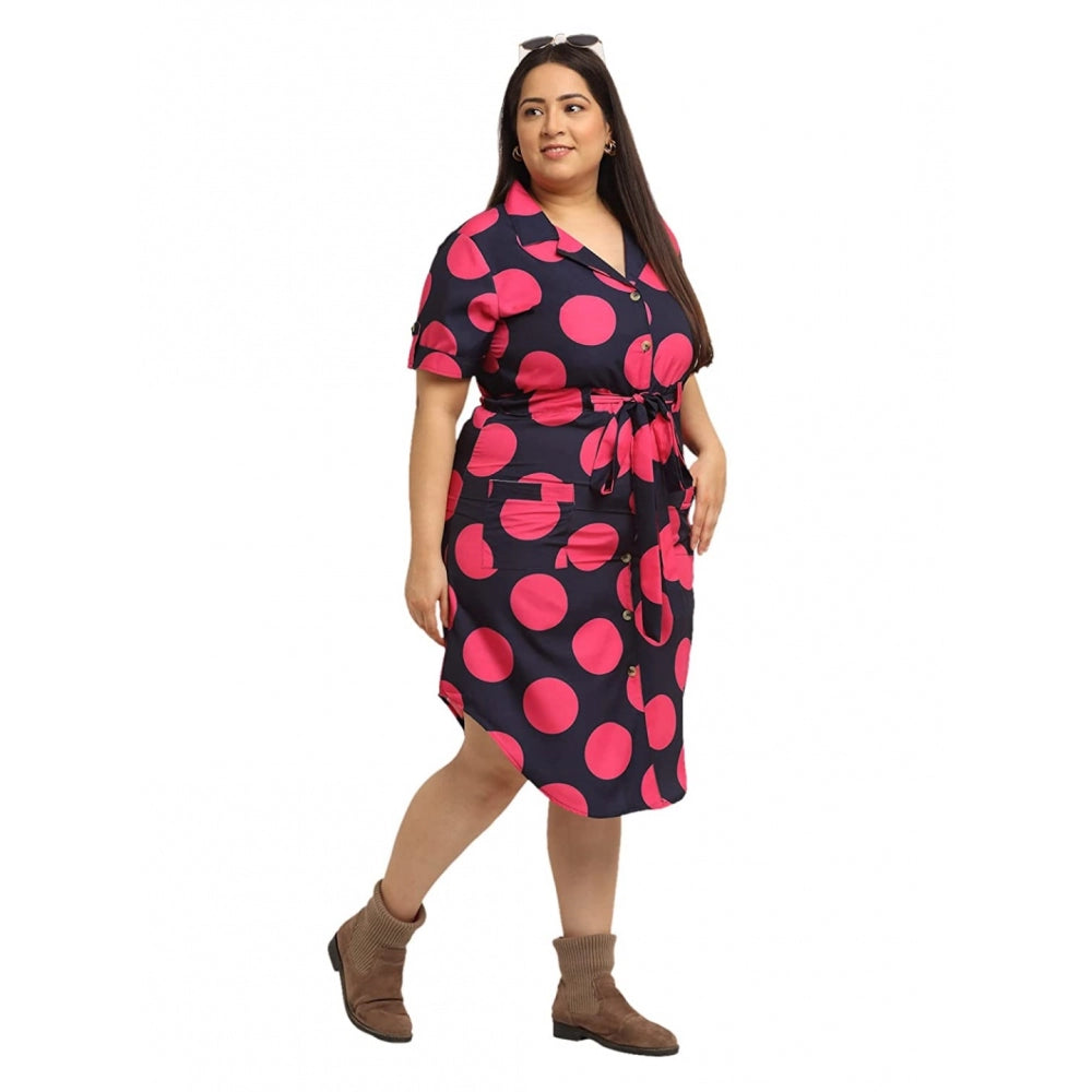 Amfyn Women's Crepe Printed Knee Length Fit and Flare Dress (Multi)