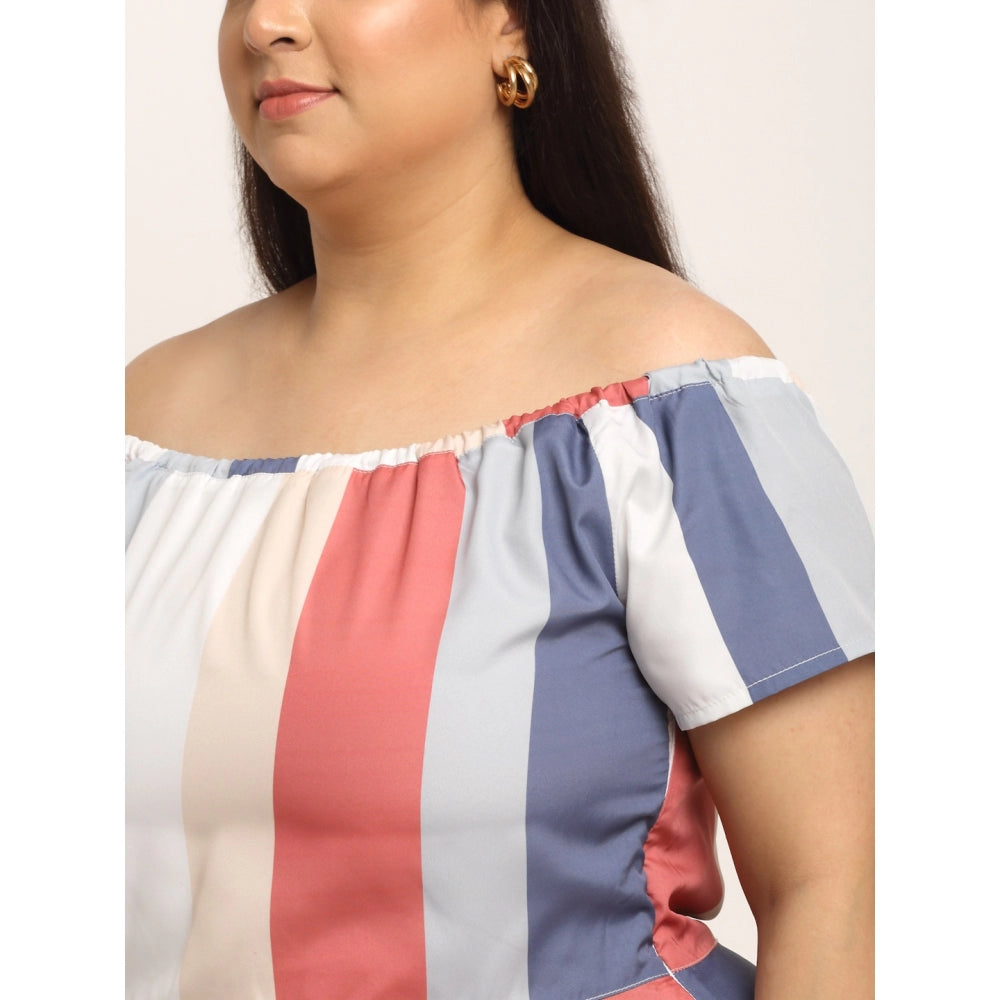 Amfyn Women's Crepe Printed Knee Length Fit and Flare Dress (Multi)