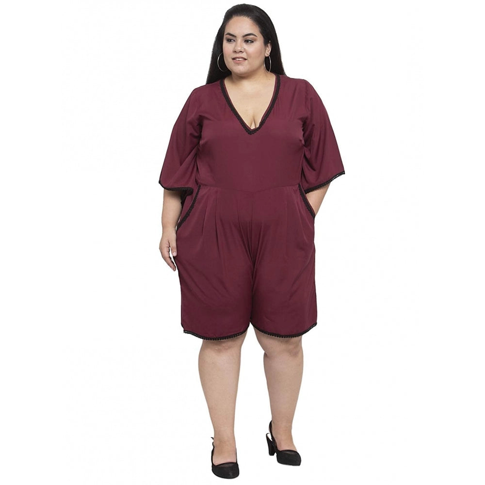 Amfyn Women's Crepe Solid Knee Length Fit and Flare Dress (Brown)