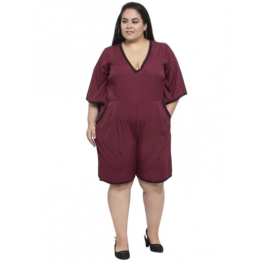 Amfyn Women's Crepe Solid Knee Length Fit and Flare Dress (Brown)