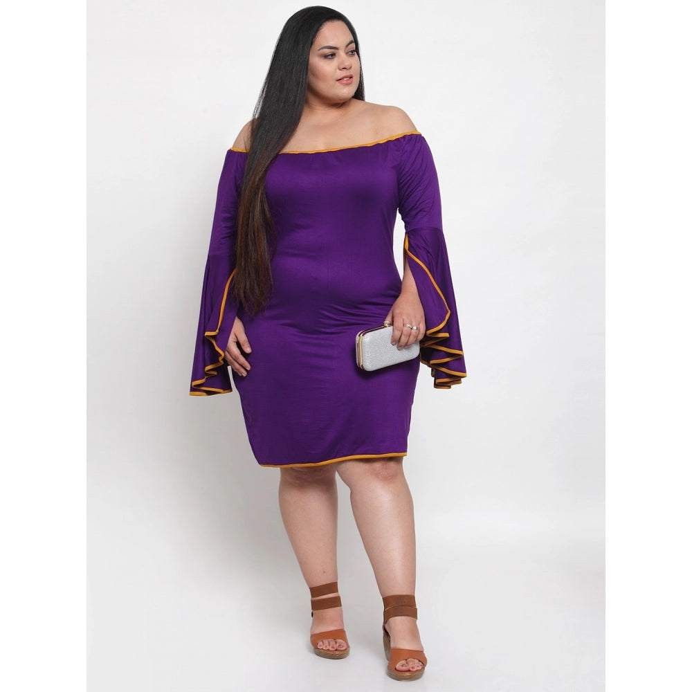 Amfyn Women's Hojri Solid Knee Length Fit and Flare Dress (Royal Blue)