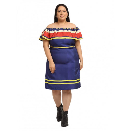 Amfyn Women's Crepe Printed Knee Length Fit and Flare Dress (Multi)