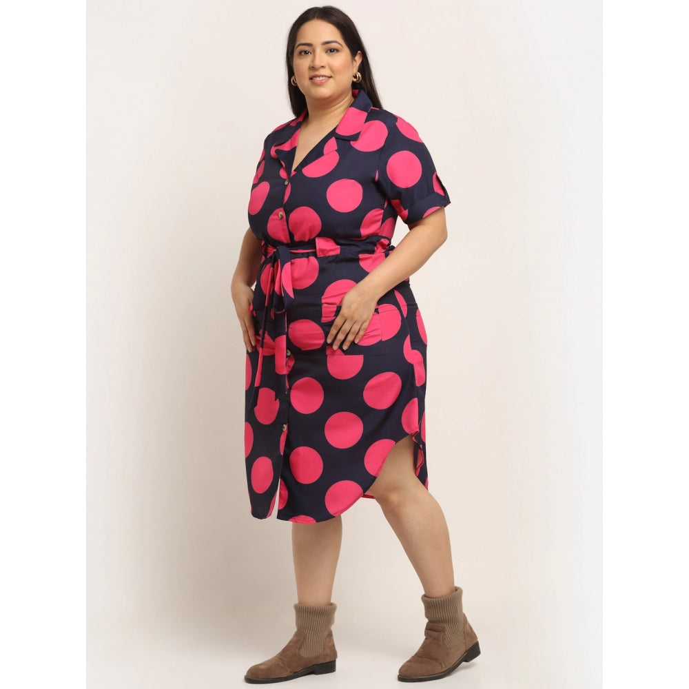 Amfyn Women's Crepe Printed Knee Length Fit and Flare Dress (Multi)