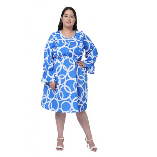 Amfyn Women's Crepe Printed Knee Length Fit and Flare Dress (Multicolor)