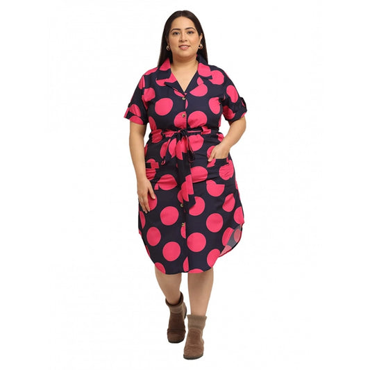 Amfyn Women's Crepe Printed Knee Length Fit and Flare Dress (Multi)