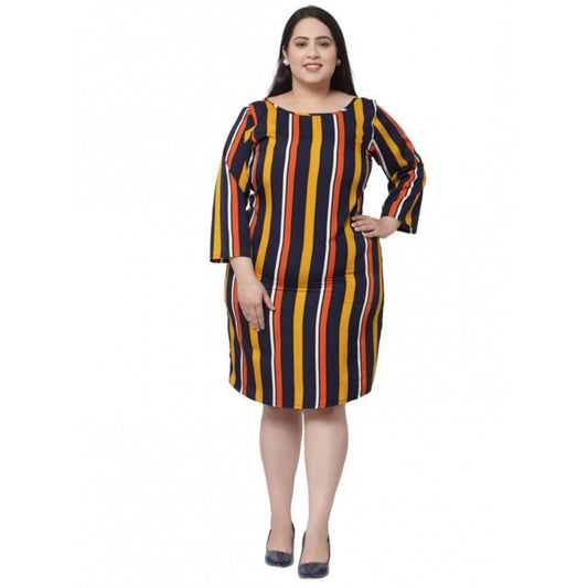 Amfyn Women's Crepe Printed Knee Length Fit and Flare Dress (Multi)