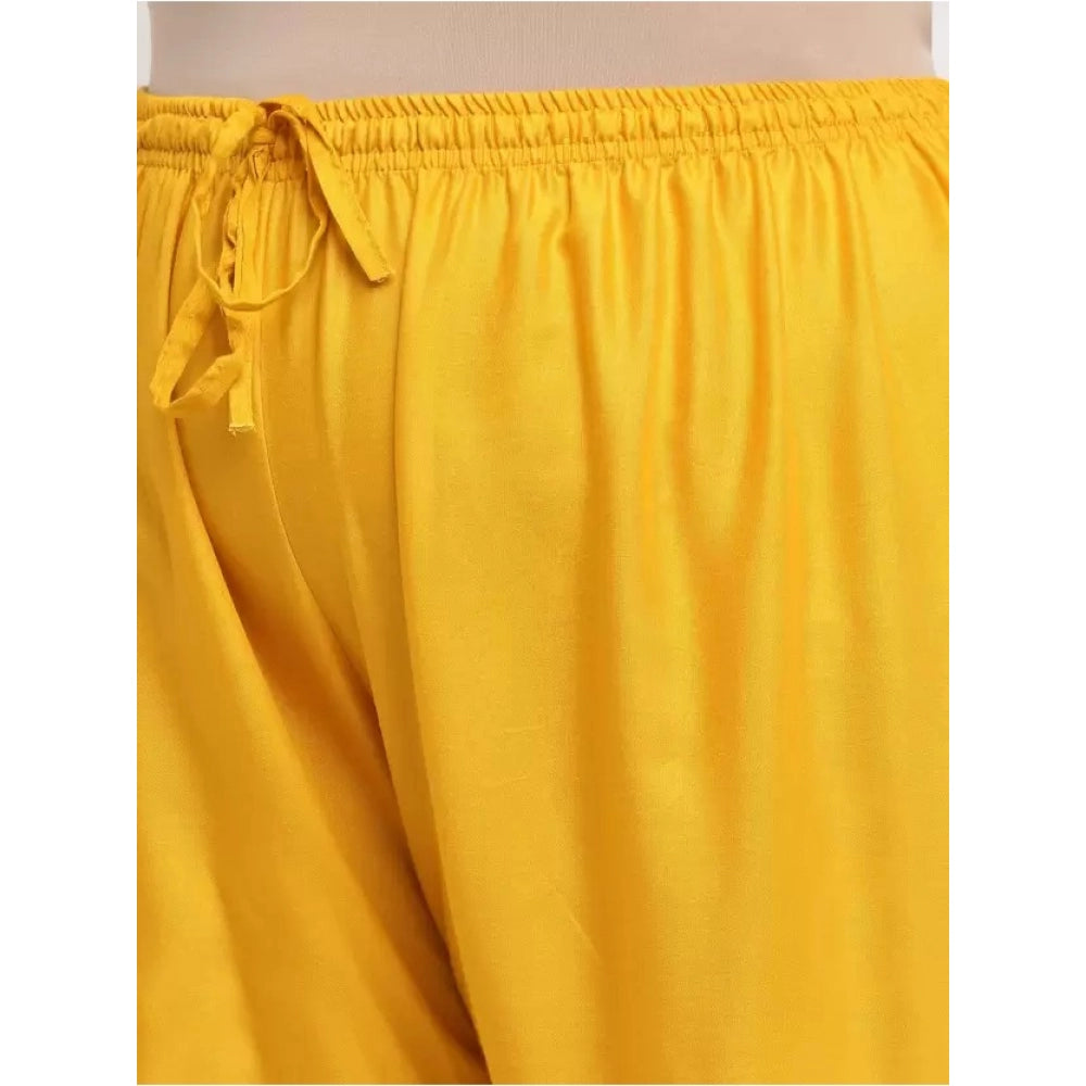 Amfyn Women's Plus Size Flared Fit Viscose Rayon Palazzo Trousers (Yellow)