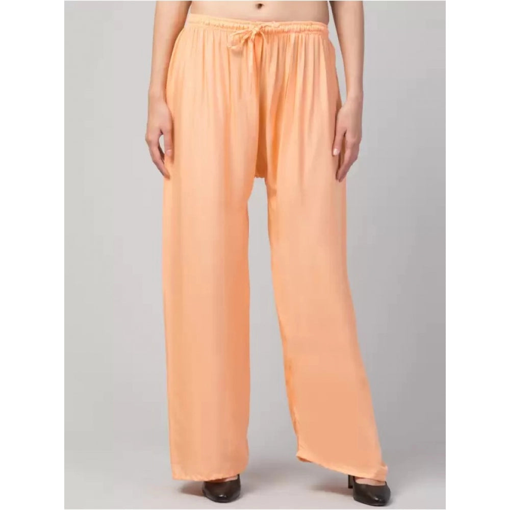 Amfyn Women's Plus Size Relaxed Fit Viscose Rayon Palazzo Trousers (Orange)