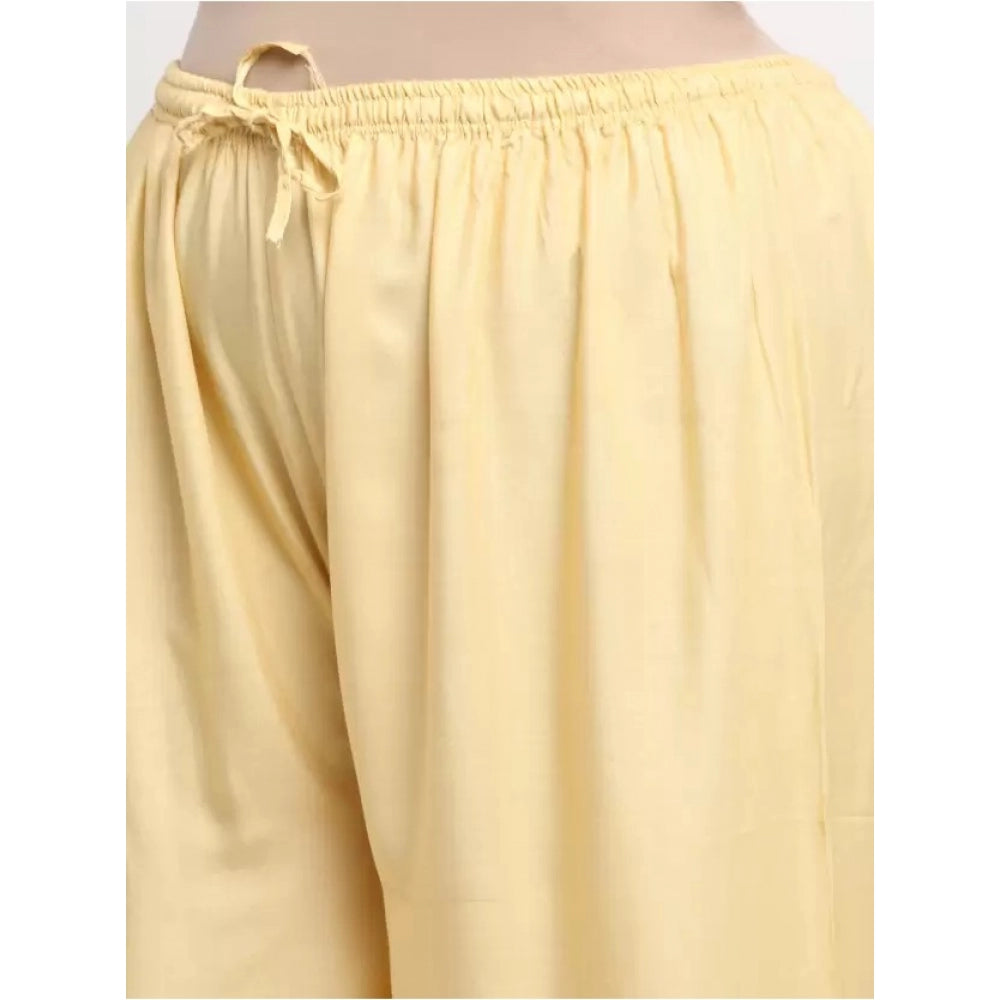 Amfyn Women's Plus Size Flared Fit Viscose Rayon Palazzo Trousers (Gold)