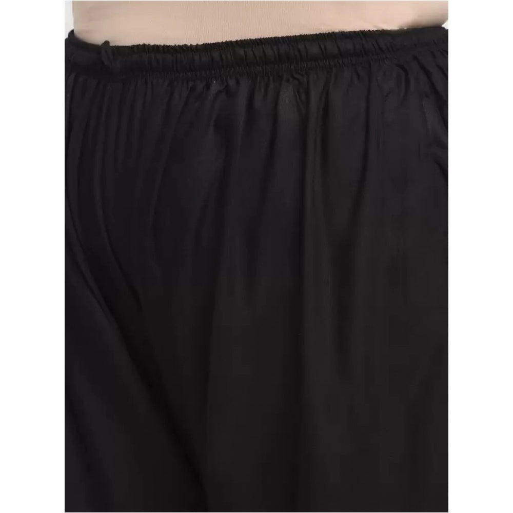 Amfyn Women's Plus Size Relaxed Fit Viscose Rayon Palazzo Trousers (Black)