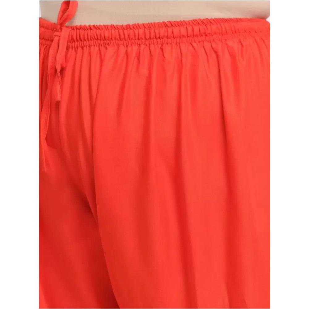 Amfyn Women's Plus Size Flared Fit Viscose Rayon Palazzo Trousers (Red)