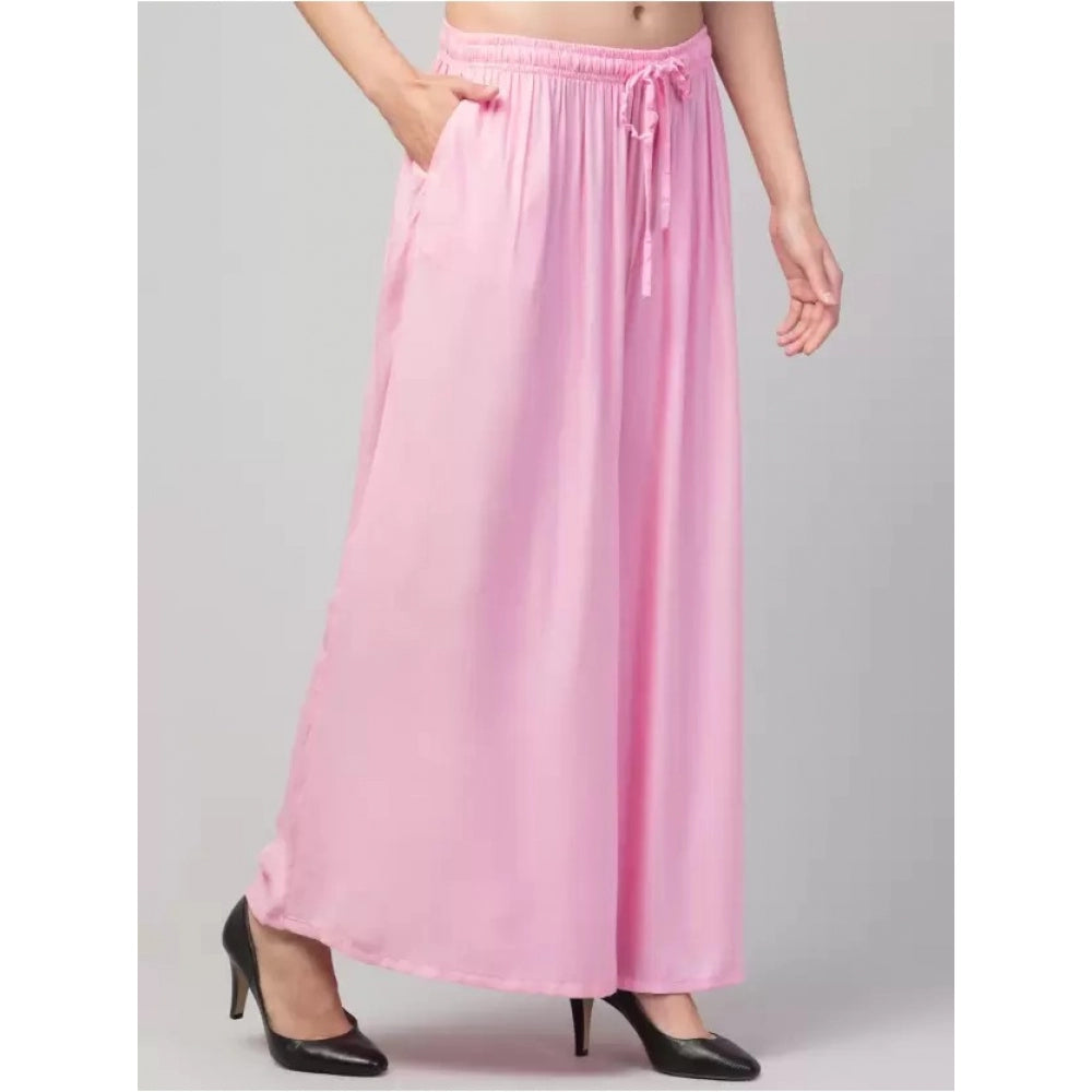 Amfyn Women's Plus Size Relaxed Fit Viscose Rayon Palazzo Trousers (Pink)
