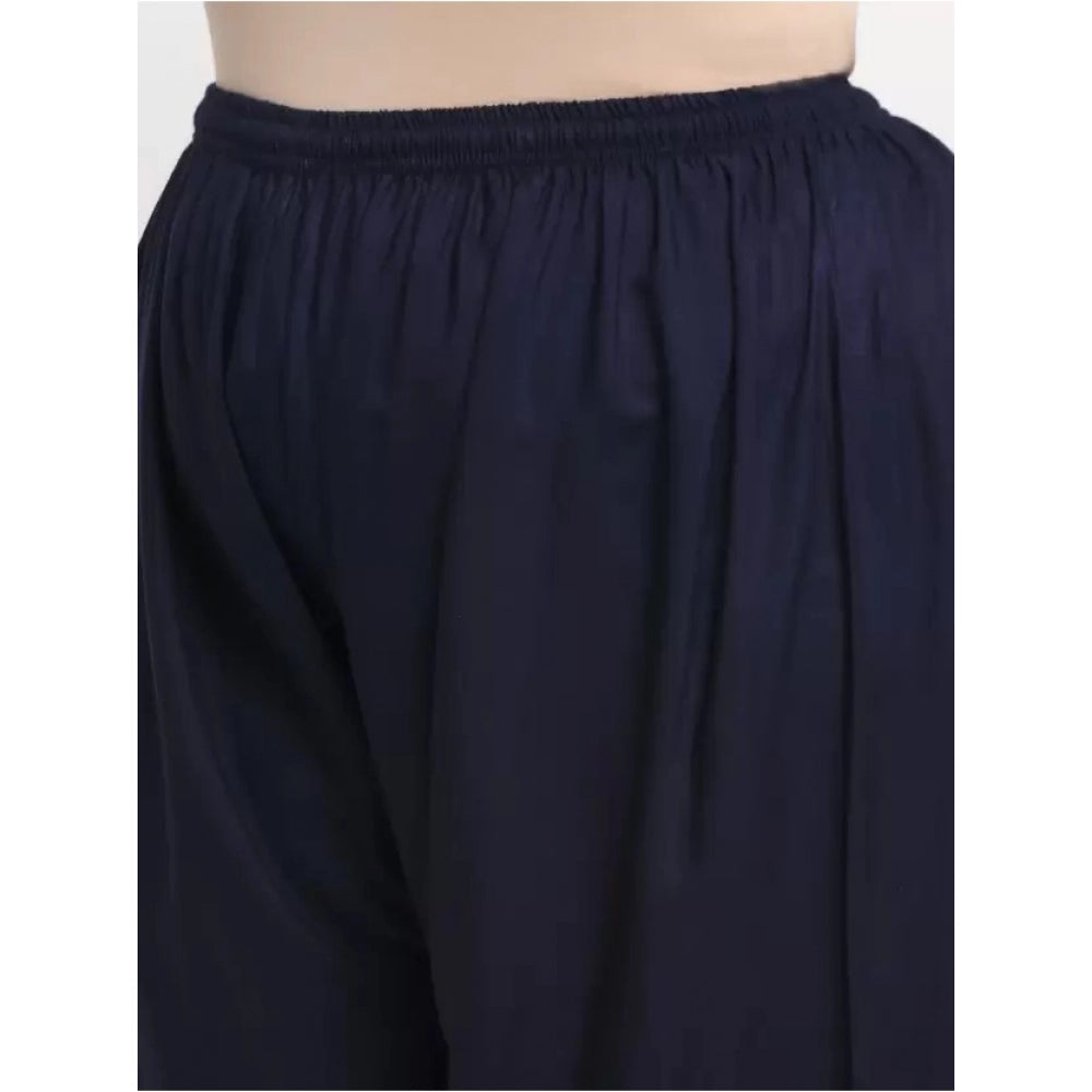 Amfyn Women's Plus Size Relaxed Fit Viscose Rayon Palazzo Trousers (Dark Blue)