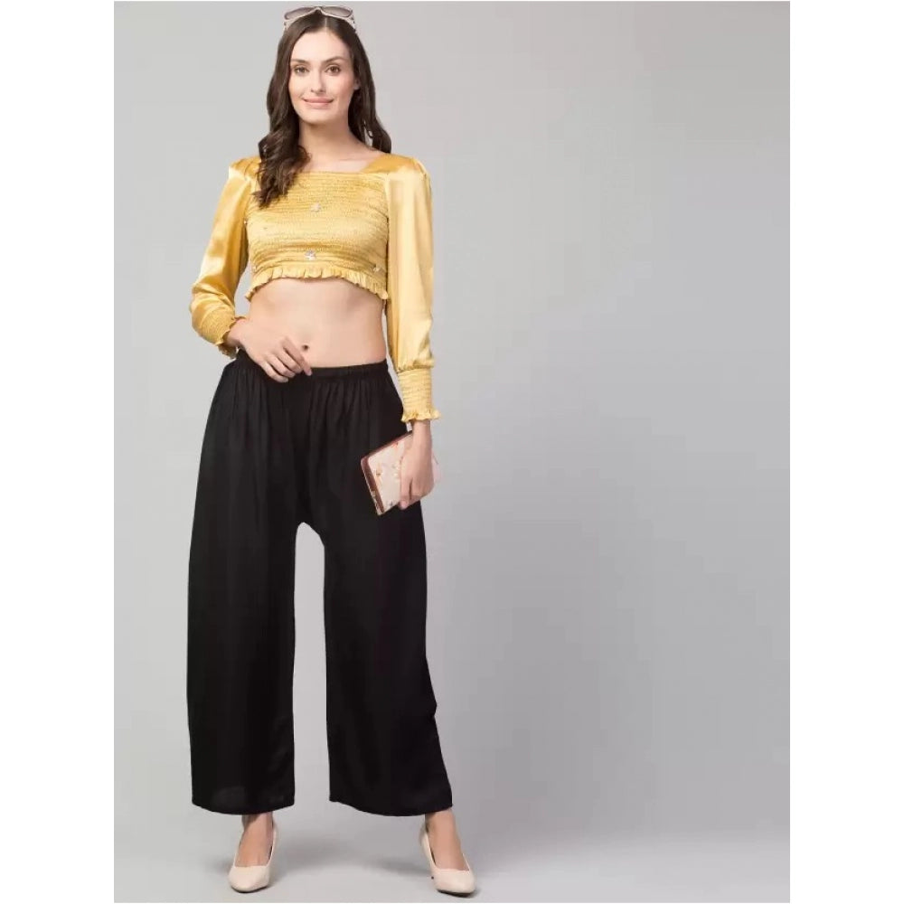 Amfyn Women's Plus Size Relaxed Fit Viscose Rayon Palazzo Trousers (Black)