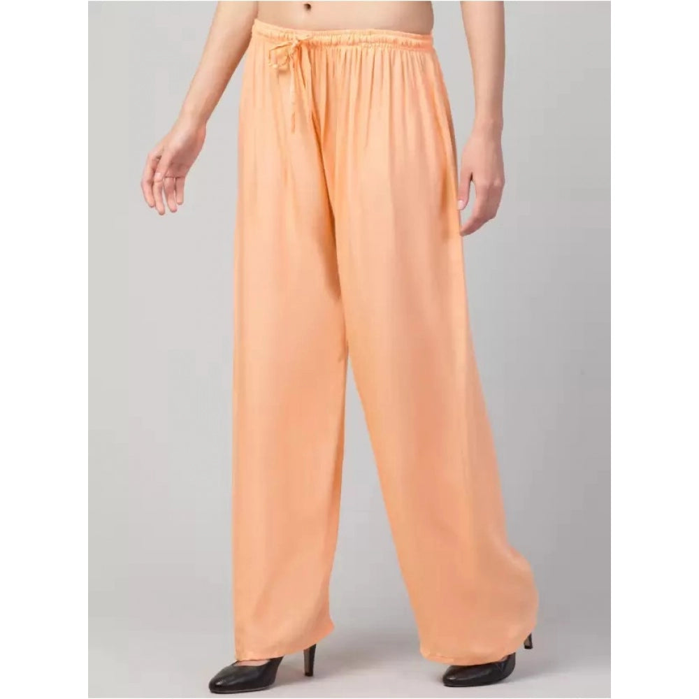 Amfyn Women's Plus Size Relaxed Fit Viscose Rayon Palazzo Trousers (Orange)