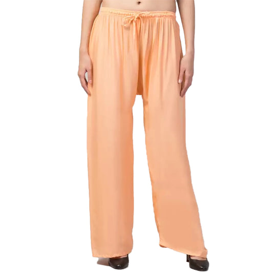 Amfyn Women's Plus Size Relaxed Fit Viscose Rayon Palazzo Trousers (Orange)