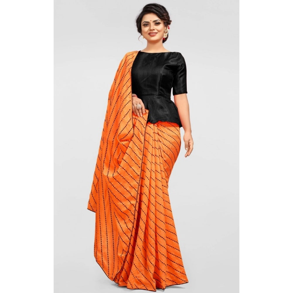 Amfyn Women's Vichitra Saree with Blouse (Orange, 5-6 Mtrs)