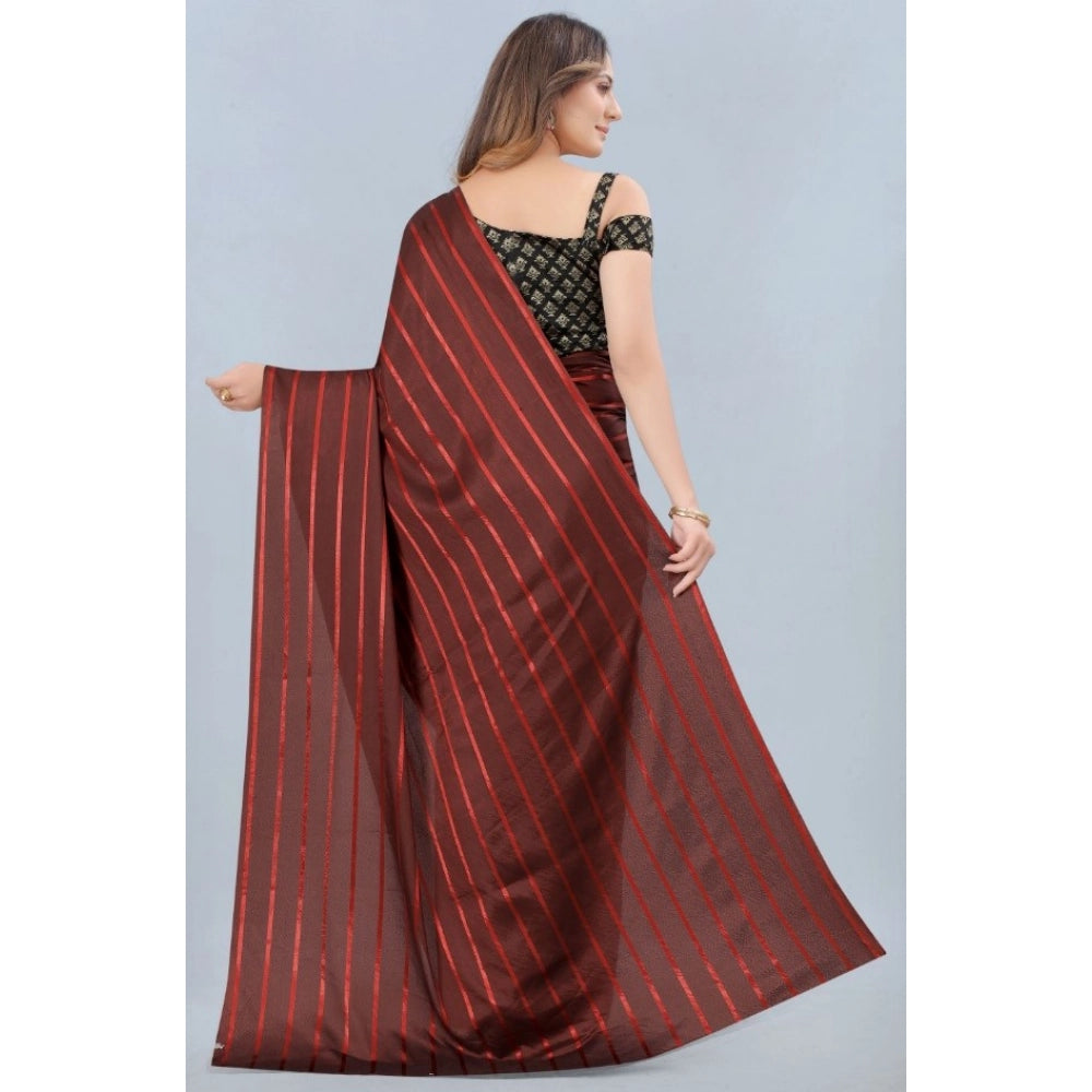 Amfyn Women's Satin Silk Saree with Blouse (Orange, 5-6 Mtrs)