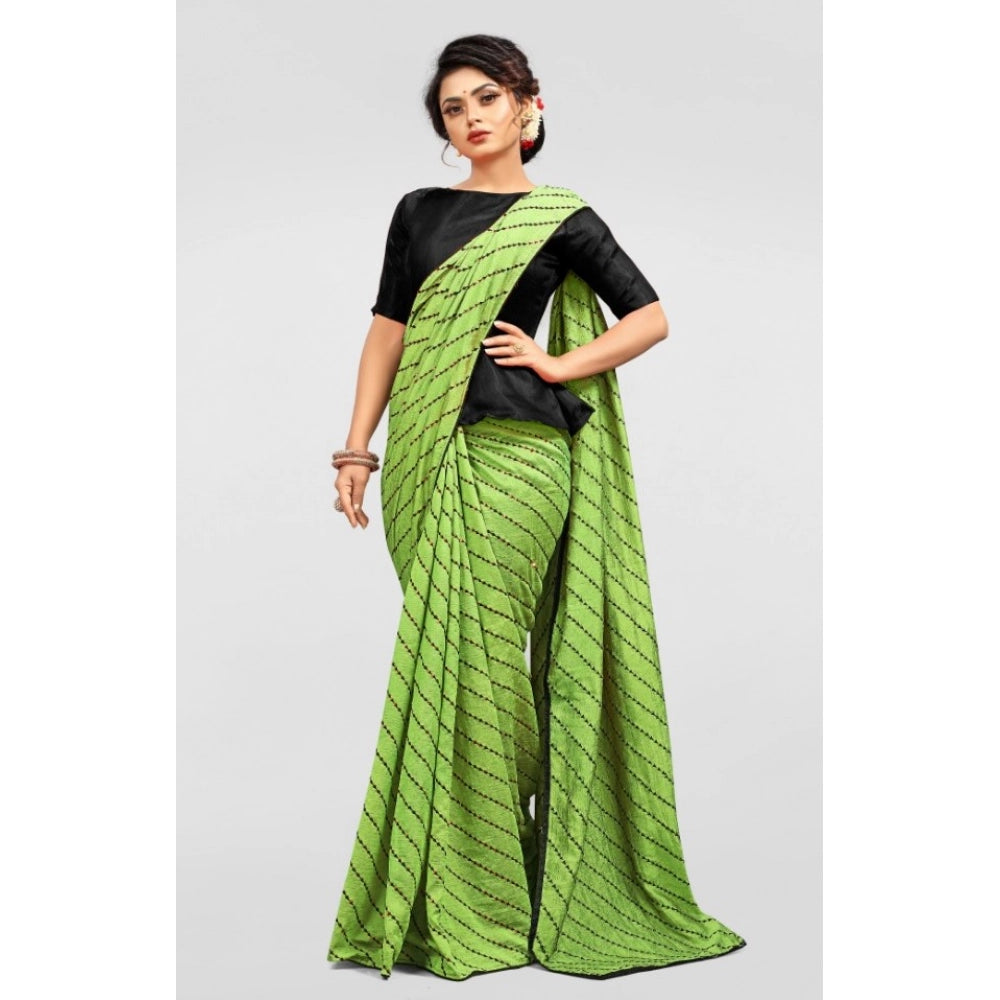 Amfyn Women's Vichitra Saree with Blouse (LightGreen, 5-6 Mtrs)