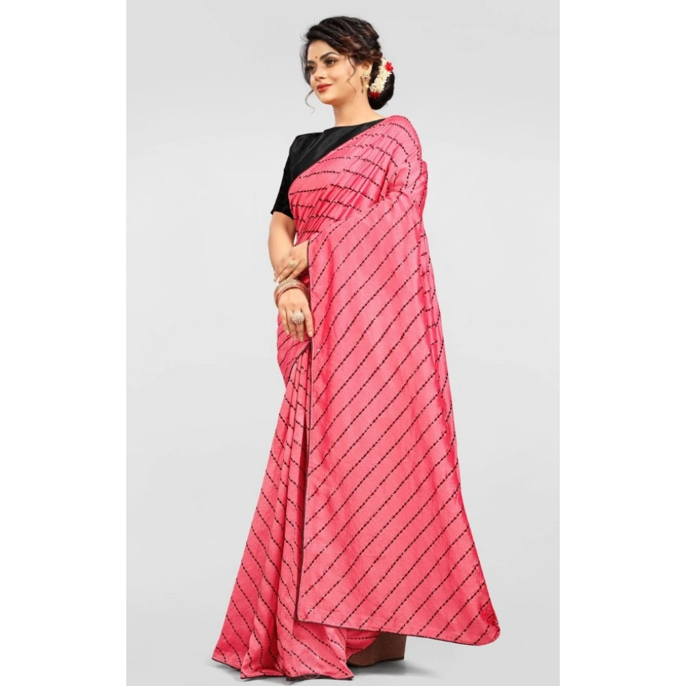Amfyn Women's Vichitra Saree with Blouse (Gajari, 5-6 Mtrs)