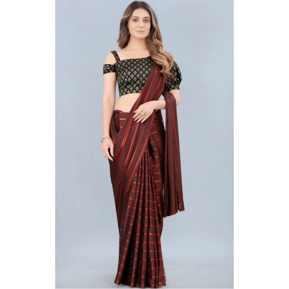 Amfyn Women's Satin Silk Saree with Blouse (Orange, 5-6 Mtrs)
