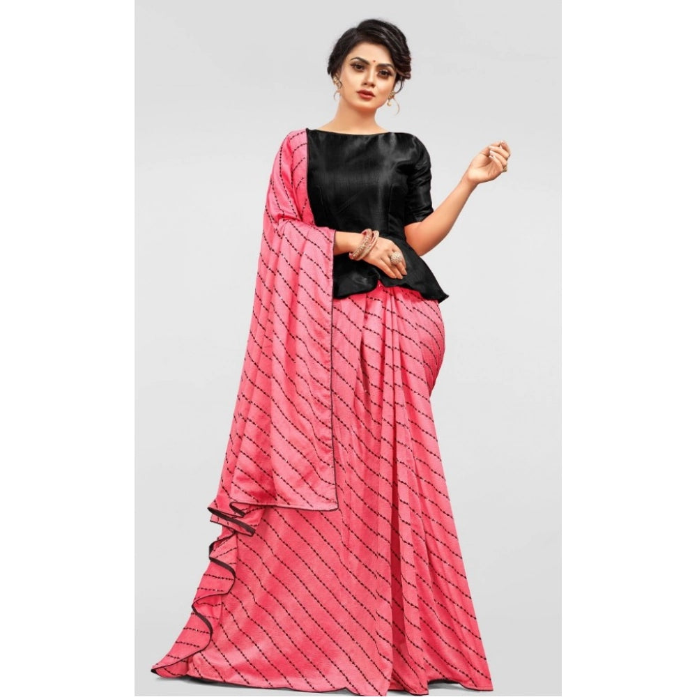Amfyn Women's Vichitra Saree with Blouse (Gajari, 5-6 Mtrs)