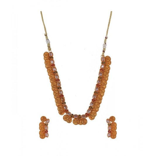 Fashion Women's Elegent Laxmi Coin Shape Jewellery Chowker Set (White, Free Size)