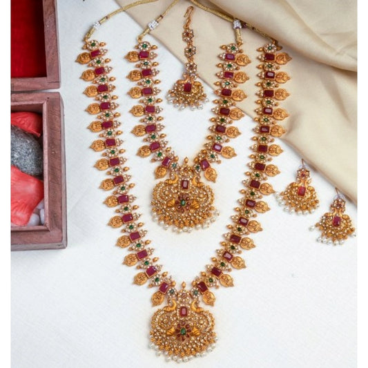 Fashion Women's Elegent Combo Of Jewellery Set (Red, Free Size)