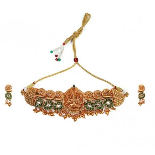 Fashion Women's Style Laxmi Chowker Set (Green, Free Size)