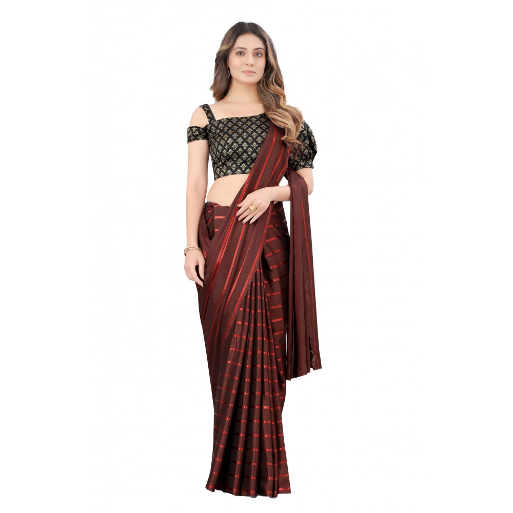Amfyn Women's Satin Silk Saree with Blouse (Orange, 5-6 Mtrs)