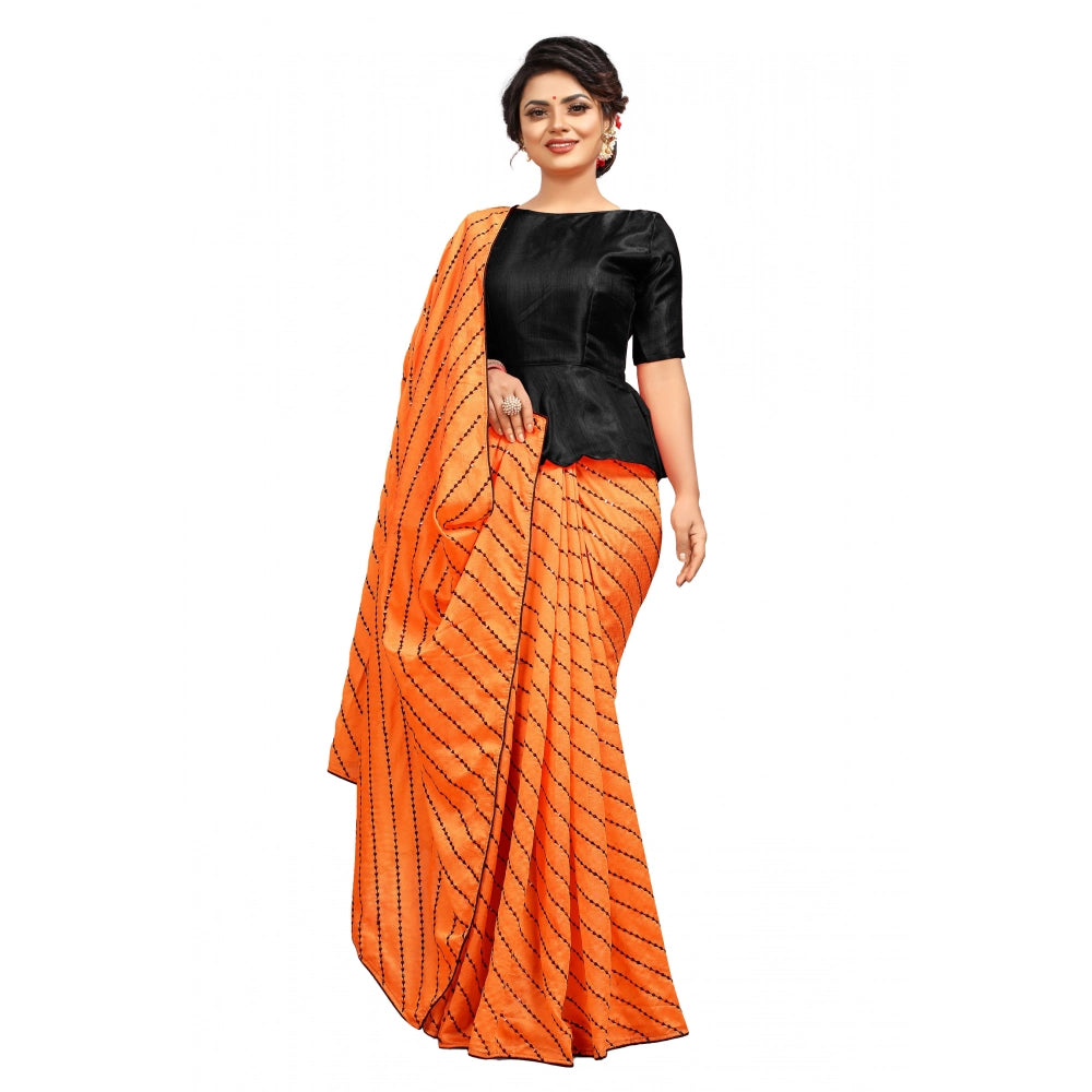 Amfyn Women's Vichitra Saree with Blouse (Orange, 5-6 Mtrs)