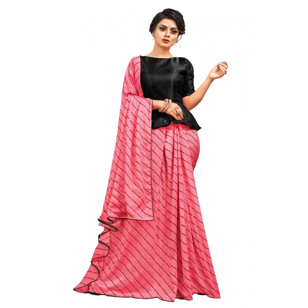 Amfyn Women's Vichitra Saree with Blouse (Gajari, 5-6 Mtrs)