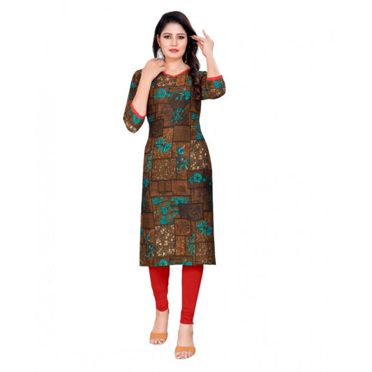 Amfyn Women's Rayon Foil Printed Straight Kurti (SeaGreen)