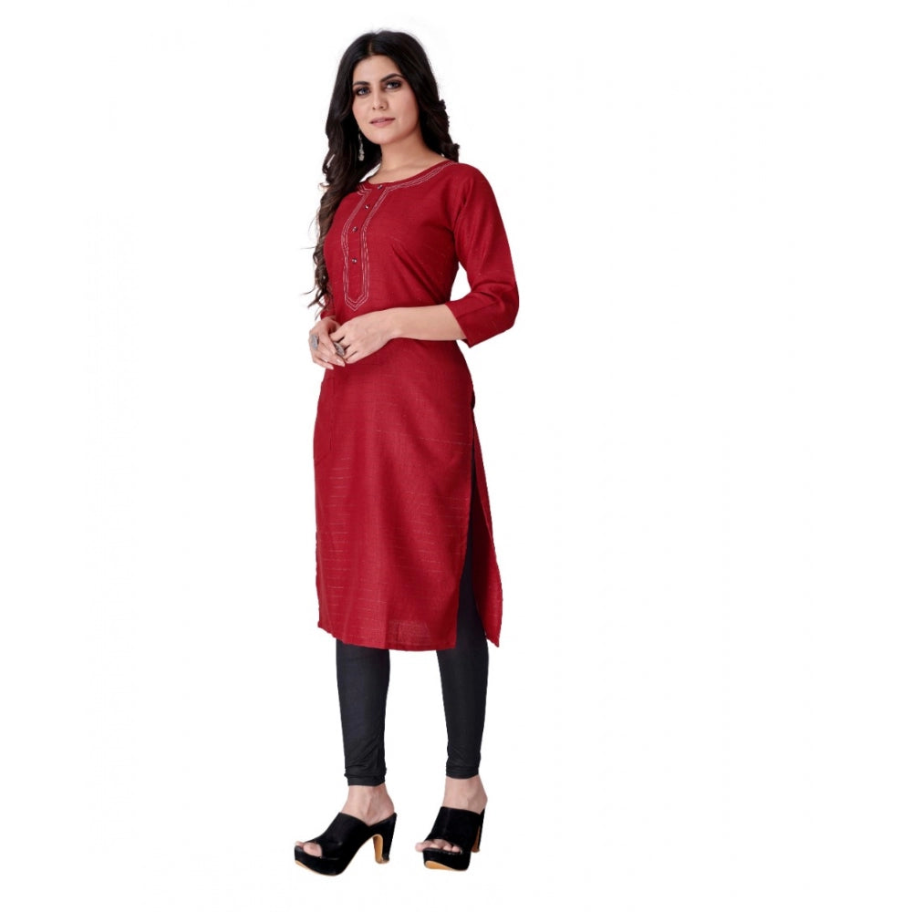 Amfyn Women's Cotton Mill Printed  Straight Kurti (Red)