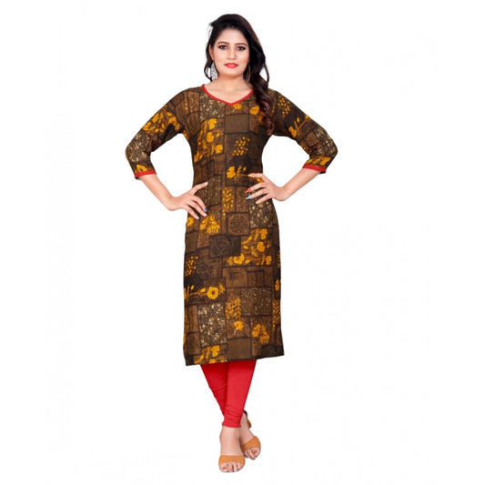 Amfyn Women's Rayon Foil Printed Straight Kurti (MehandhiGreen)