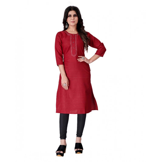 Amfyn Women's Cotton Mill Printed  Straight Kurti (Red)