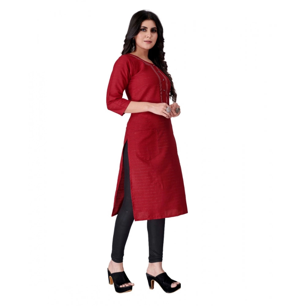 Amfyn Women's Cotton Mill Printed  Straight Kurti (Red)