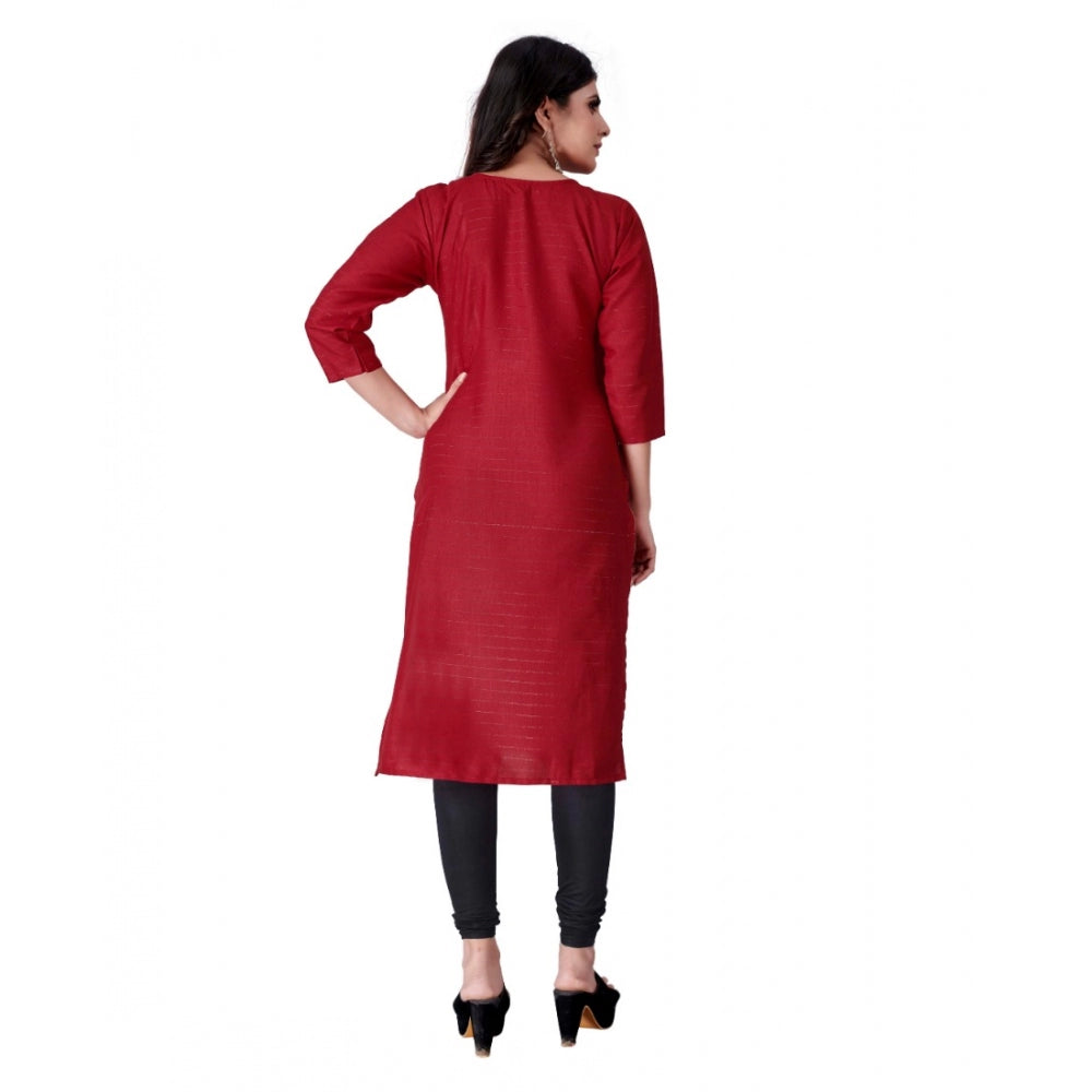 Amfyn Women's Cotton Mill Printed  Straight Kurti (Red)