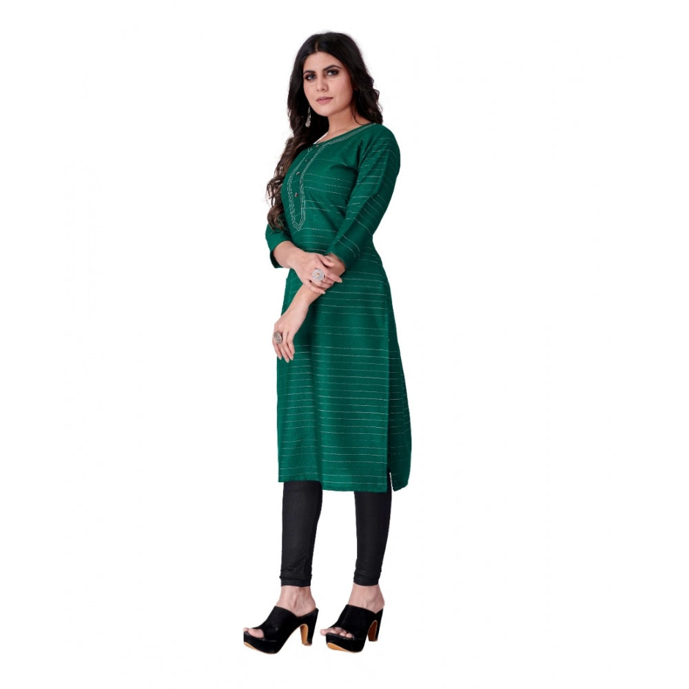 Amfyn Women's Cotton Mill Printed  Straight Kurti (Green)
