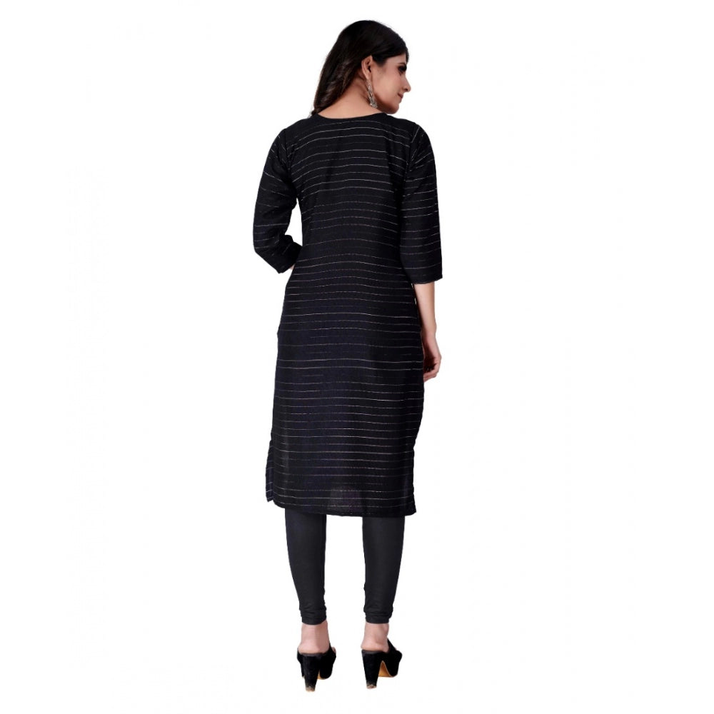 Amfyn Women's Cotton Mill Printed  Straight Kurti (Black)