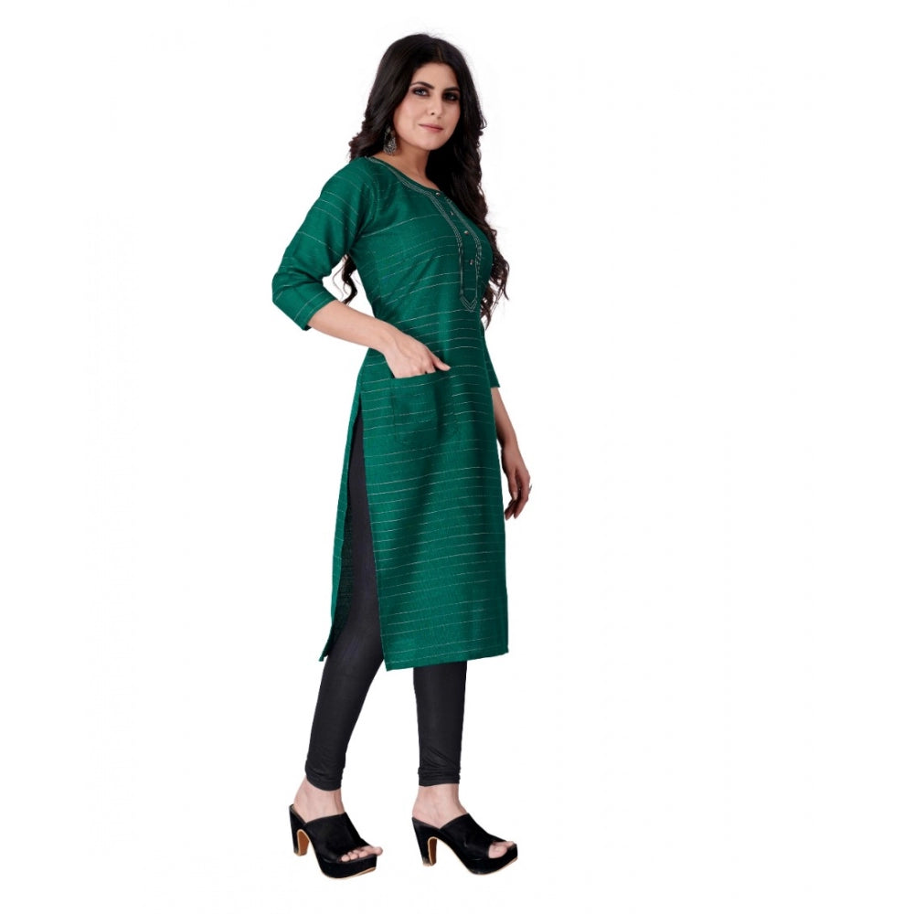 Amfyn Women's Cotton Mill Printed  Straight Kurti (Green)