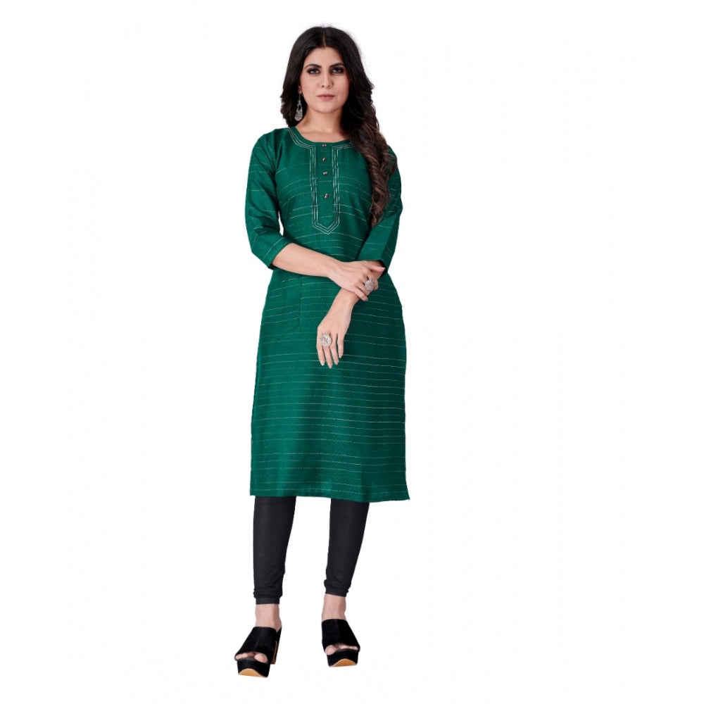 Amfyn Women's Cotton Mill Printed  Straight Kurti (Green)