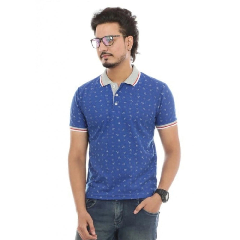 Amfyn Men's Half Sleeve Polo Collar Matte T Shirt (Royal Blue)