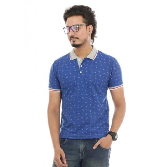 Amfyn Men's Half Sleeve Polo Collar Matte T Shirt (Royal Blue)
