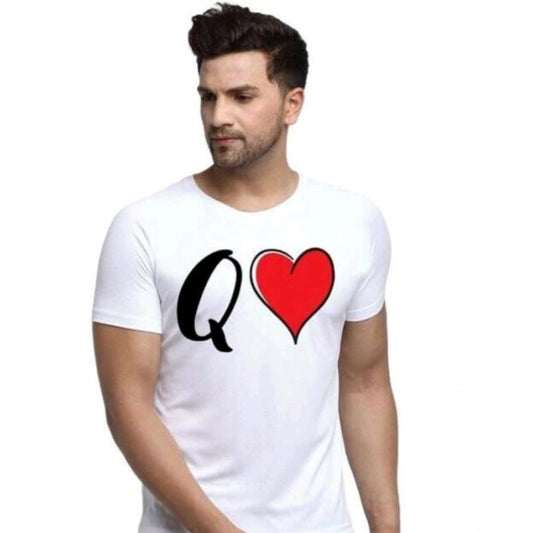 Amfyn Men's Half Sleeve Round Neck Polyester T Shirt (White)